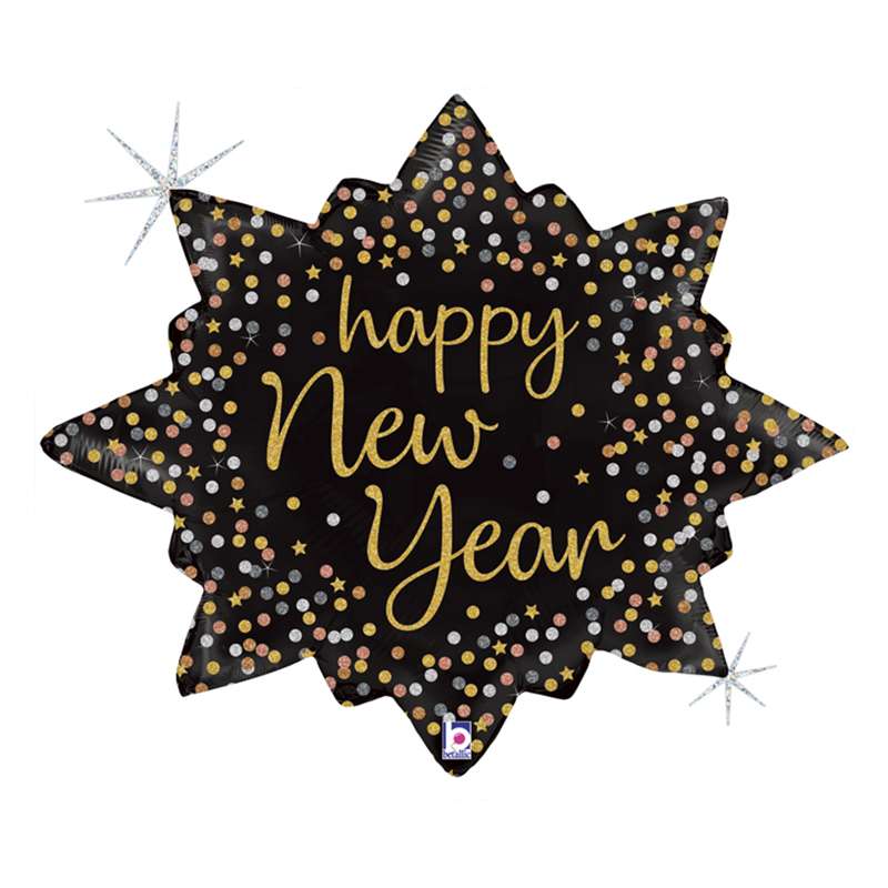 Folienballon Happy New Year Confetti 80 cm