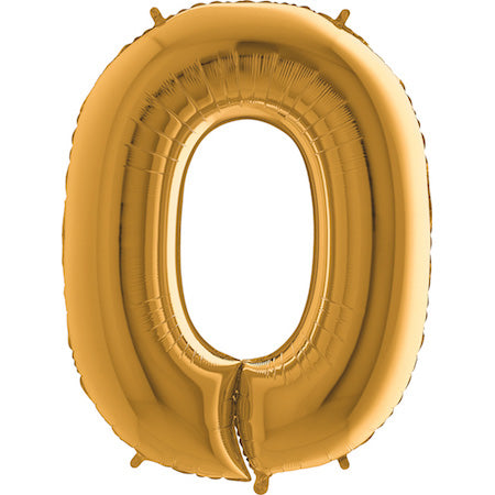 Folienballon Zahl 0 Gold Matt 100 cm