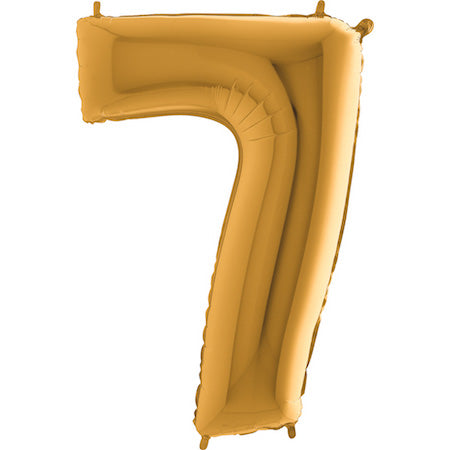 Folienballon Zahl 7 Gold Matt 100 cm