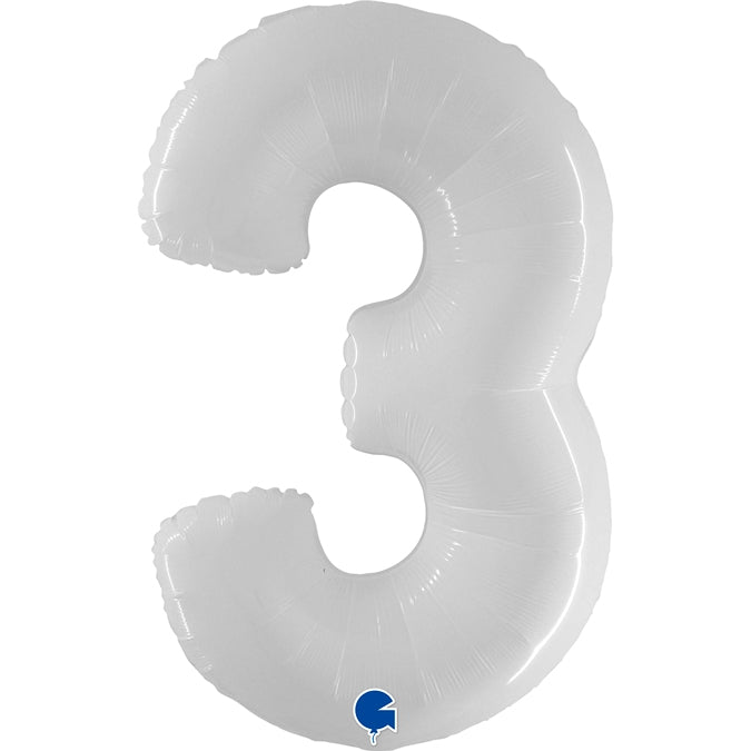 Folienballon Zahl 3 Weiß 100 cm
