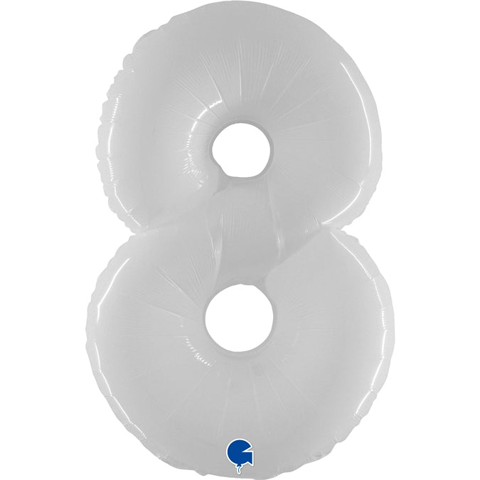 Folienballon Zahl 8 Weiß 100 cm