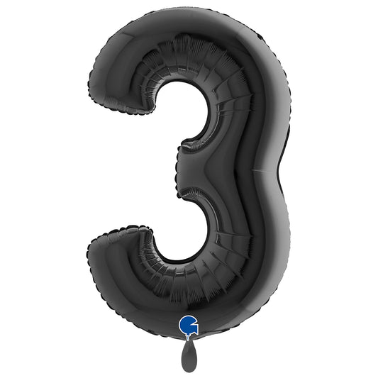 Folienballon Zahl 3 schwarz 100 cm