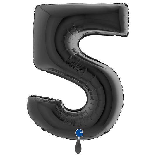 Folienballon Zahl 5 schwarz 100 cm