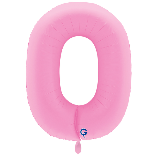 Folienballon Zahl 0 Soft Matte Sakura Pink 100 cm