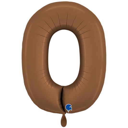 Folienballon Zahl 0 Satin Chocolate 100 cm