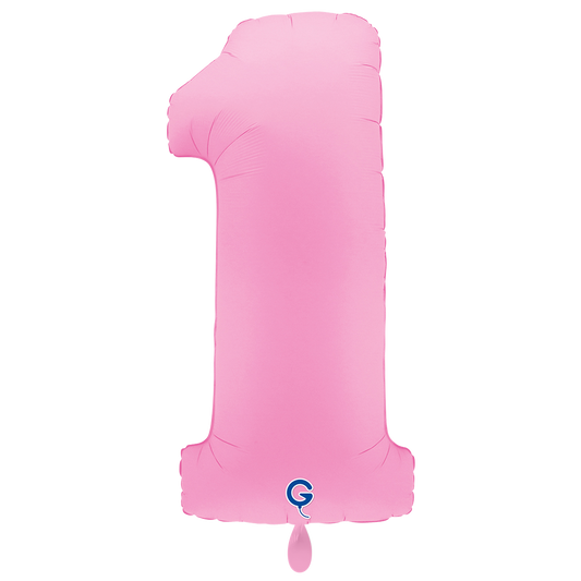 Folienballon Zahl 1 Soft Matte Sakura Pink 100 cm