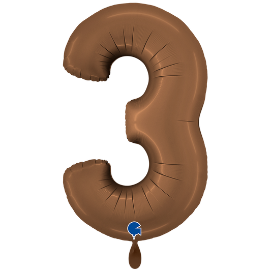 Folienballon Zahl 3 Satin Chocolate 100 cm