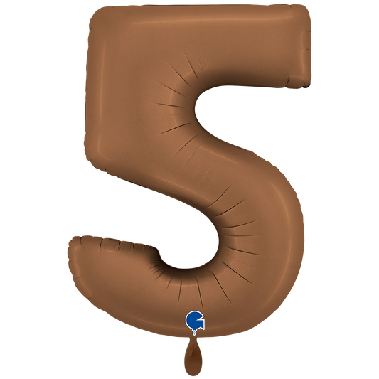 Folienballon Zahl 5 Satin Chocolate 100 cm