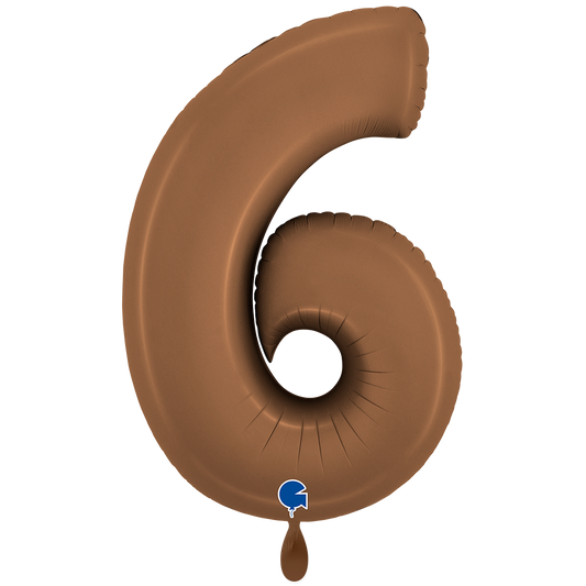 Folienballon Zahl 6 Satin Chocolate 100 cm