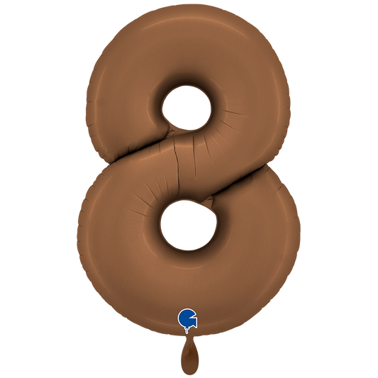 Folienballon Zahl 8 Satin Chocolate 100 cm