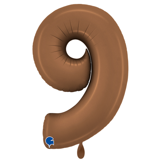 Folienballon Zahl 9 Satin Chocolate 100 cm