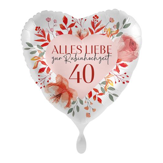 Folienballon Rubinhochzeit 43 cm