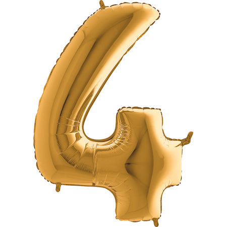 Folienballon Zahl 4 Gold Matt 100 cm