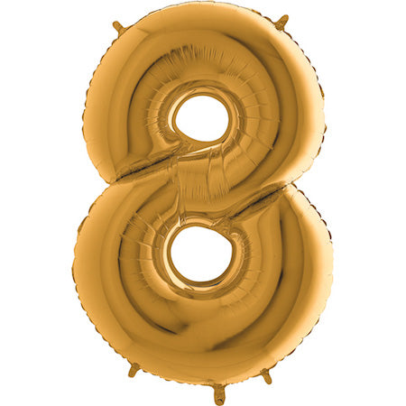 Folienballon Zahl 8 Gold Matt 100 cm