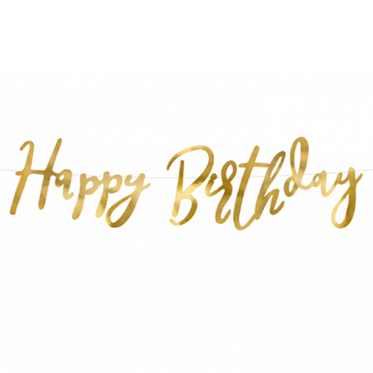 Bannergirlande - Happy Birthday Gold
