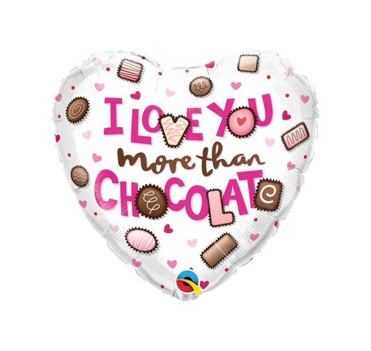 Folienballon I Love You more than Chocolate Herz 46 cm