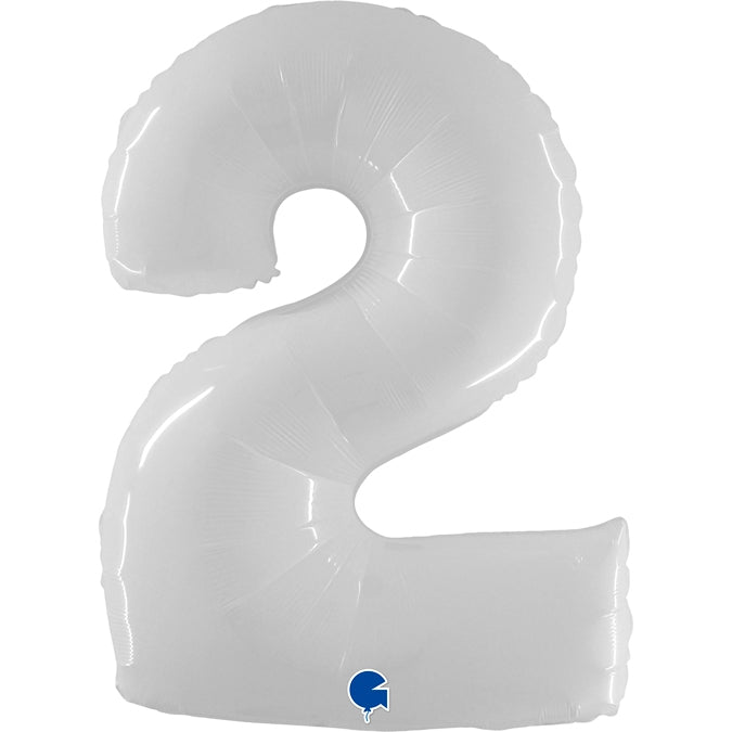 Folienballon Zahl 2 Weiß 100 cm