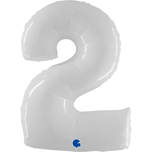 Folienballon Zahl 2 Weiß 100 cm