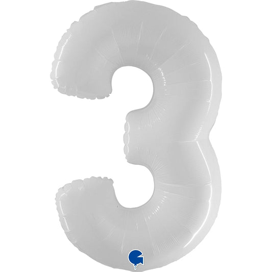 Folienballon Zahl 3 Weiß 100 cm