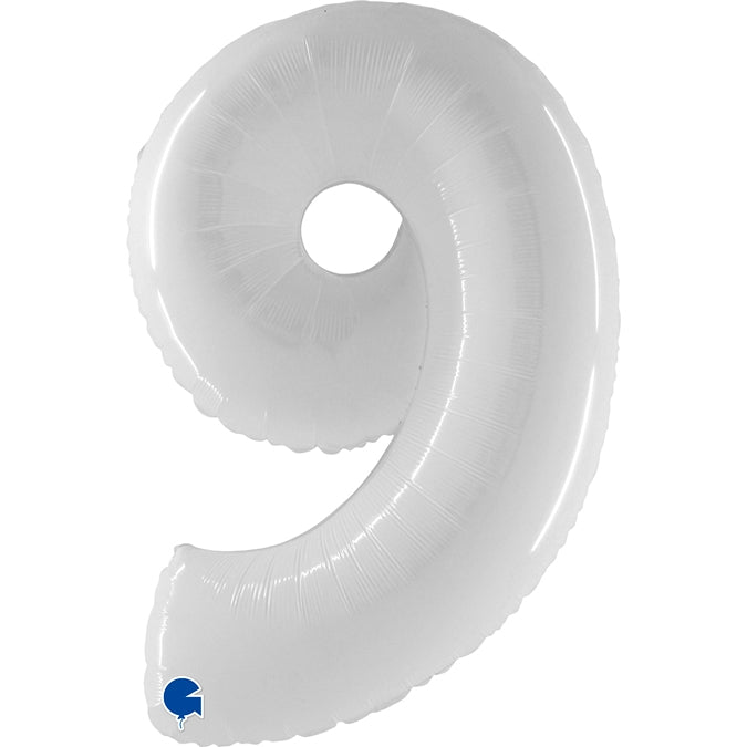 Folienballon Zahl 9 Weiß 100 cm